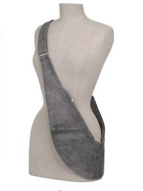 Gray Leather Sash Bag - Crossbody Sling Bag - Casual Everyday Carry